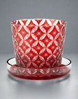 Hirota Edo Kiriko Futachoko Glass with Lid - Shippo 七宝