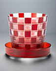 Hirota Glass Edo Kiriko Futachoko Glass with Lid - Ichimatsu 市松
