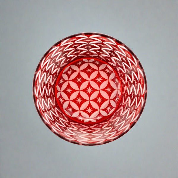 Hirota Edo Kiriko Futachoko Glass with Lid - Shippo 七宝