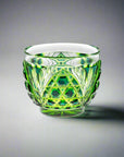 Satsuma Kiriko Hexagonal Basket Sake Glass - Cut 208 (Three Colours)