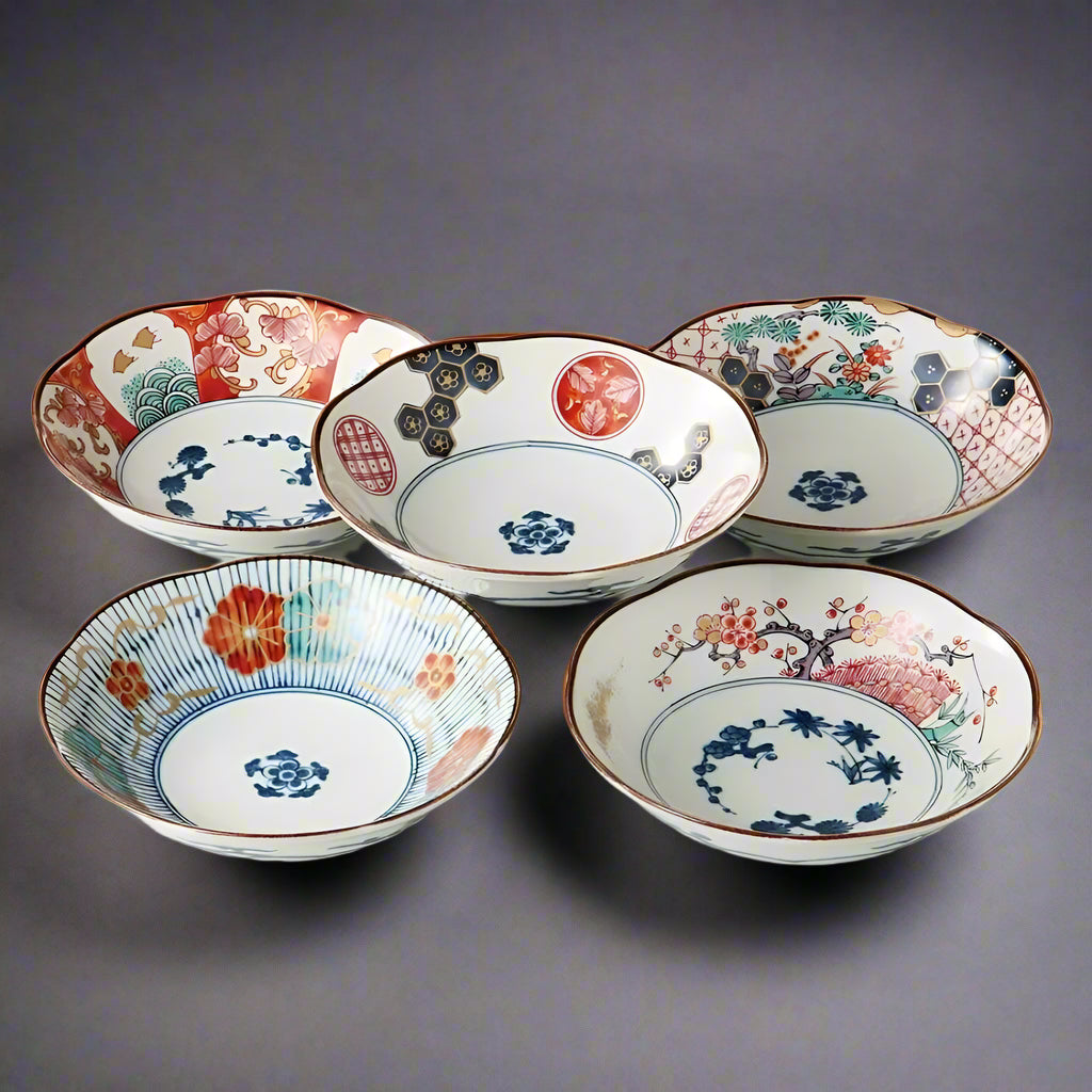 Mino-ware Florid Blooming Bowl Set