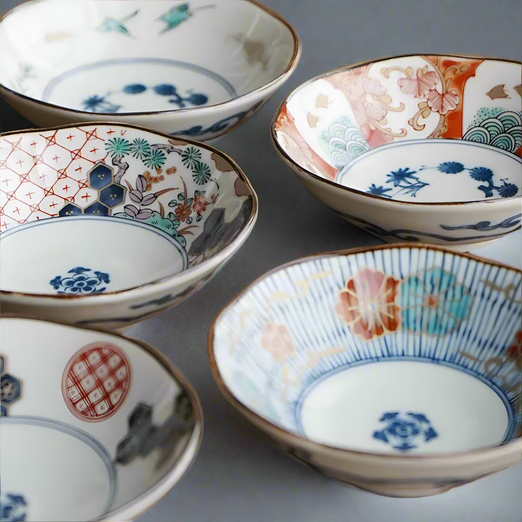 Mino-ware Florid Blooming Bowl Set
