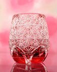 Edo Kiriko Whisky Glass by Junichi Nabetani - Jewel Chrysanthemum & Sakura 玉菊桜 (Red)