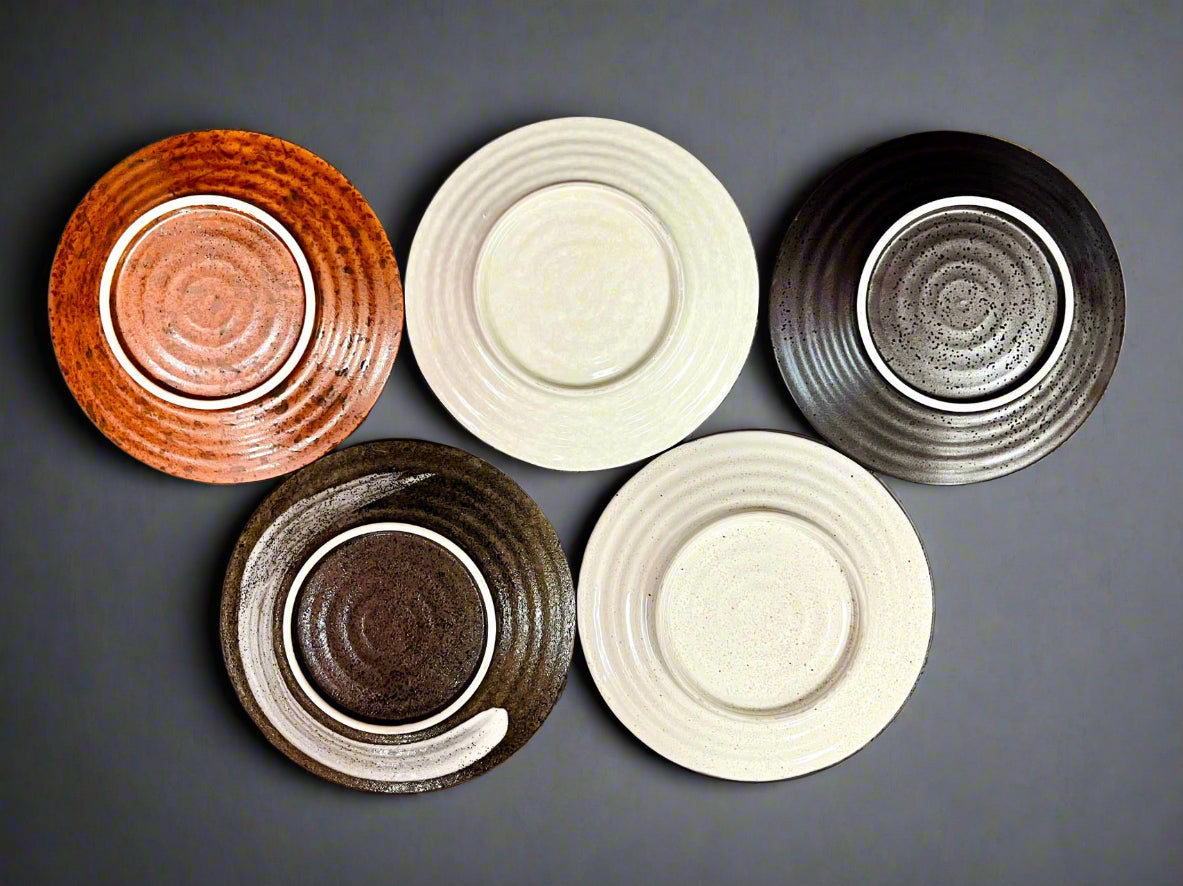 Mino-ware Roughly Carved Small Plate Set