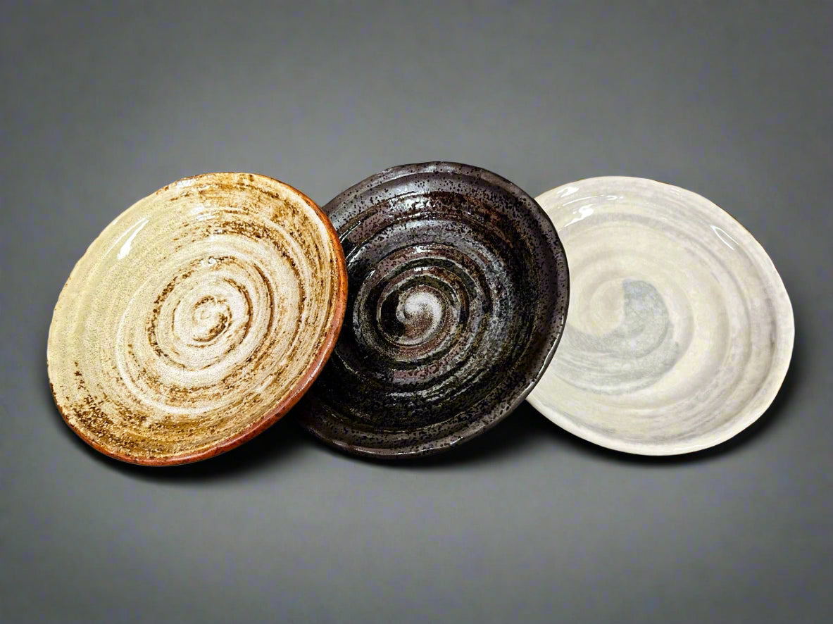 Mino-ware Roughly Carved Small Plate Set