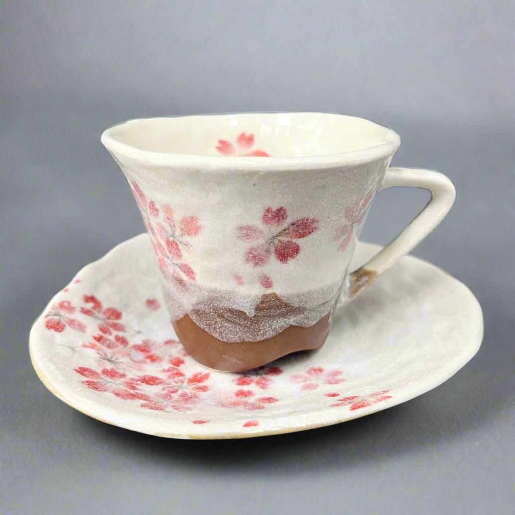 Ichiyama Sakura Mug with Triangular Saucer