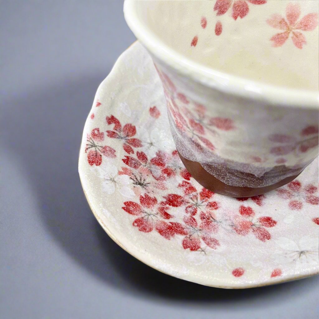 Ichiyama Sakura Mug with Triangular Saucer