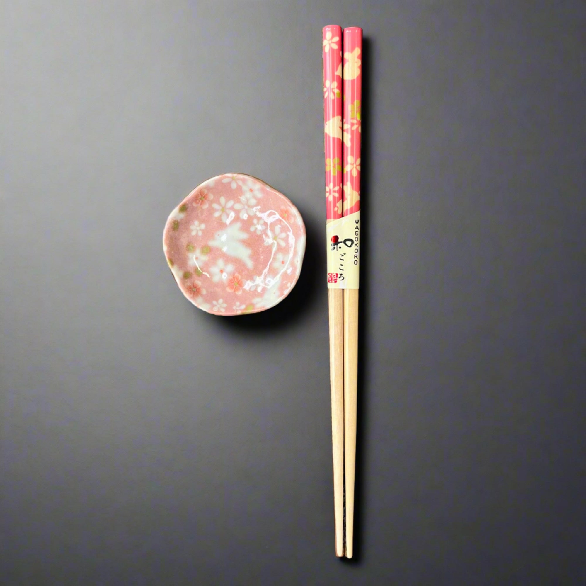 Chopsticks Gift Set - Rabbit and Flower Pink