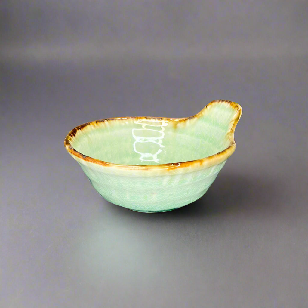 Fukui Craft Ash Glazed Rust Rim Bowl