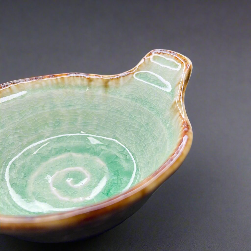 Fukui Craft Ash Glazed Rust Rim Bowl