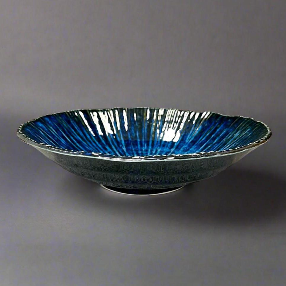 Fukui Craft Navy Floral Deep Plate