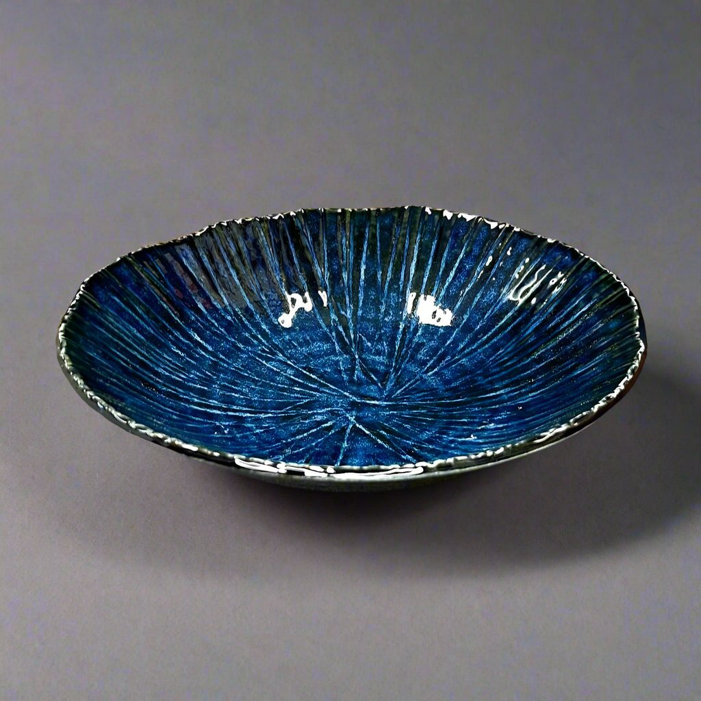 Fukui Craft Navy Floral Deep Plate