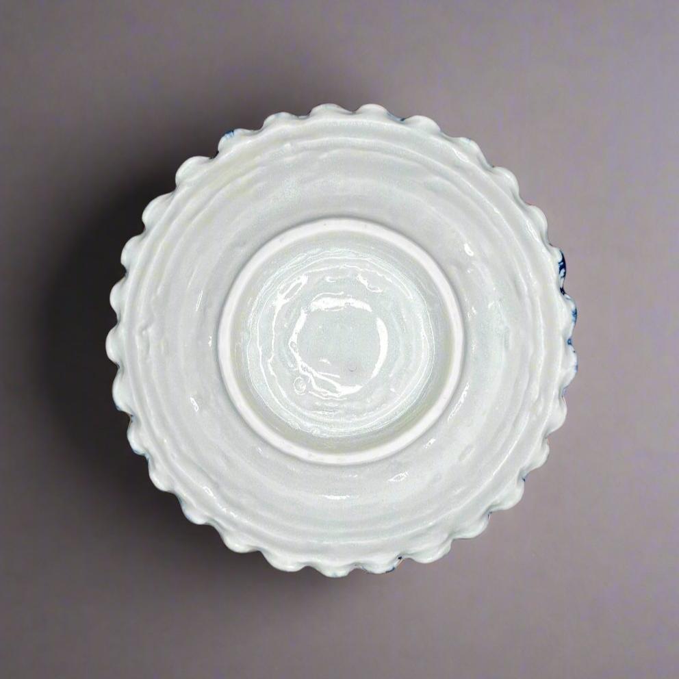 Ichiyama Blue Striped Wavy-edged Plate