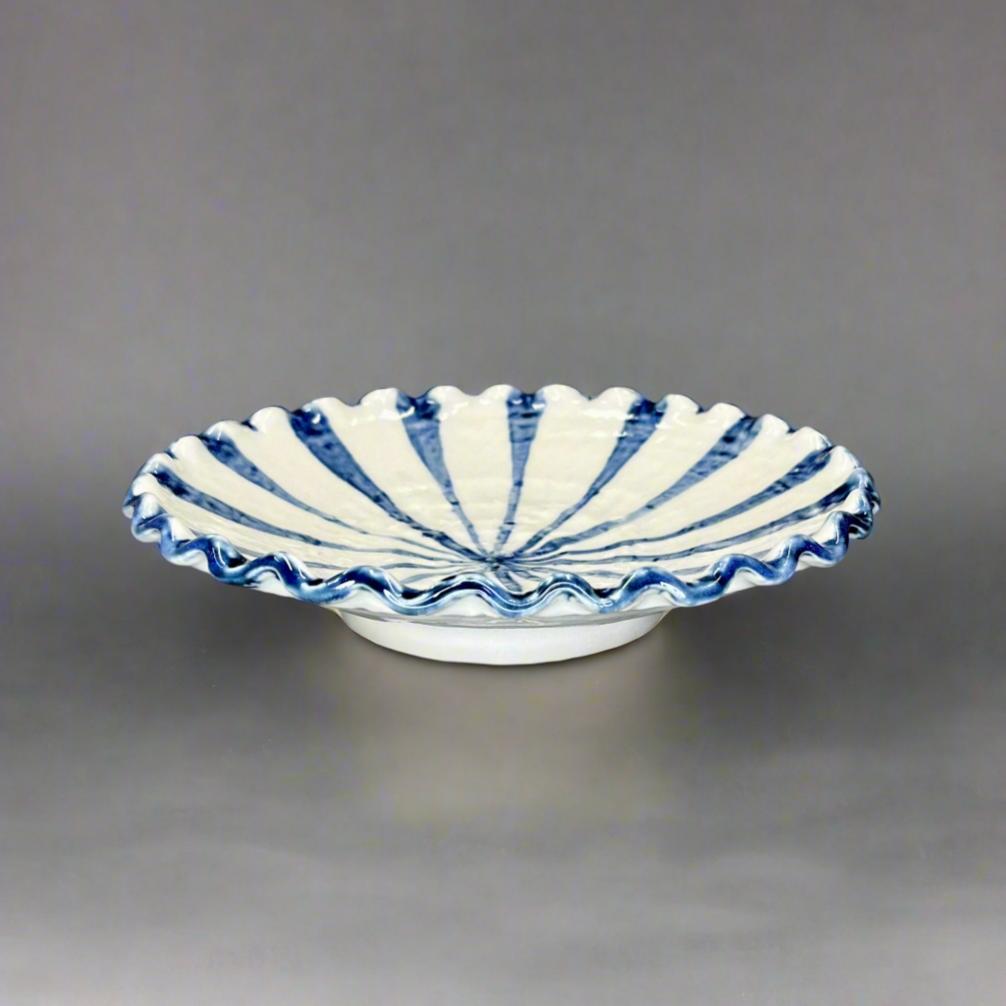 Ichiyama Blue Striped Wavy-edged Plate