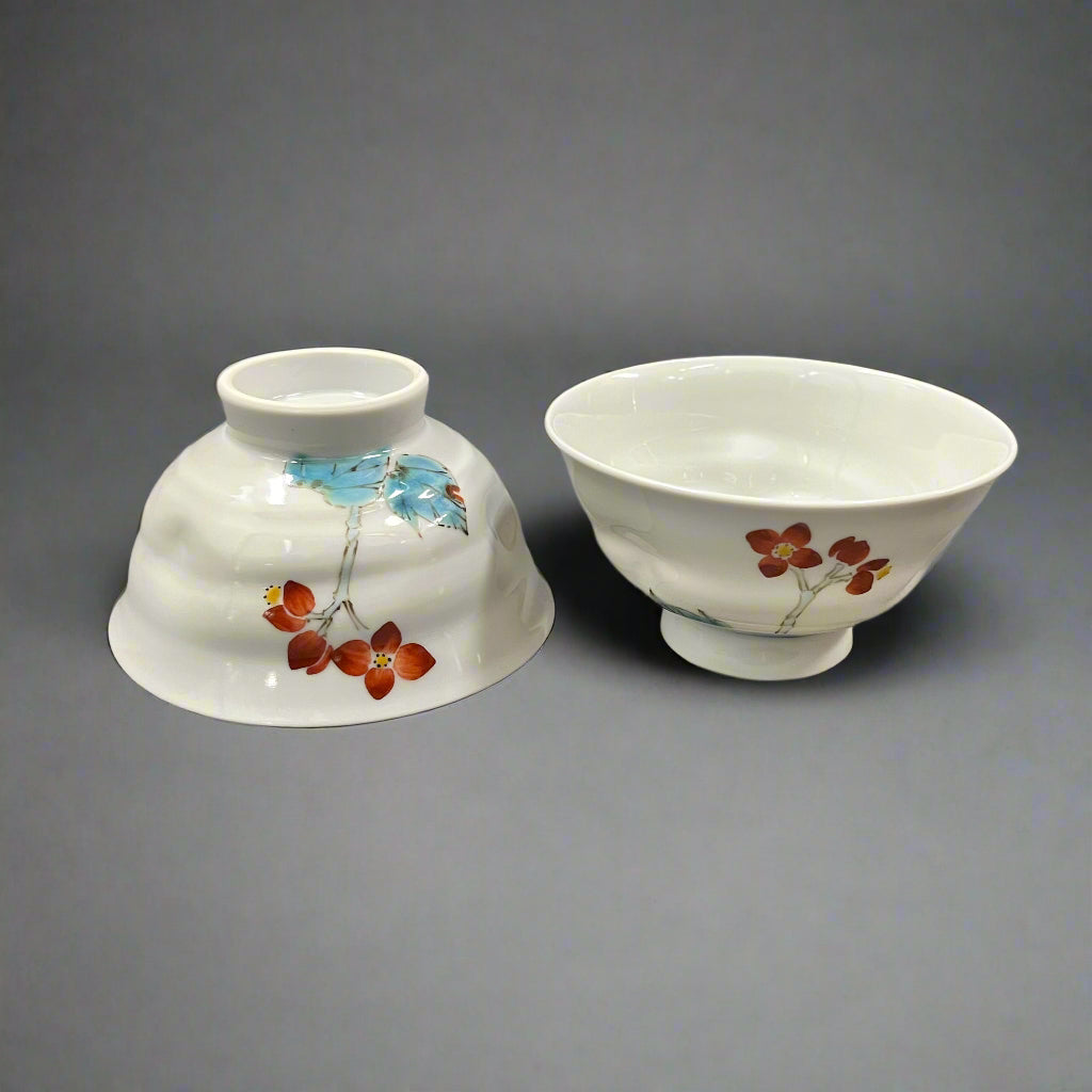 Kutani-ware Begonia Bowl Pair
