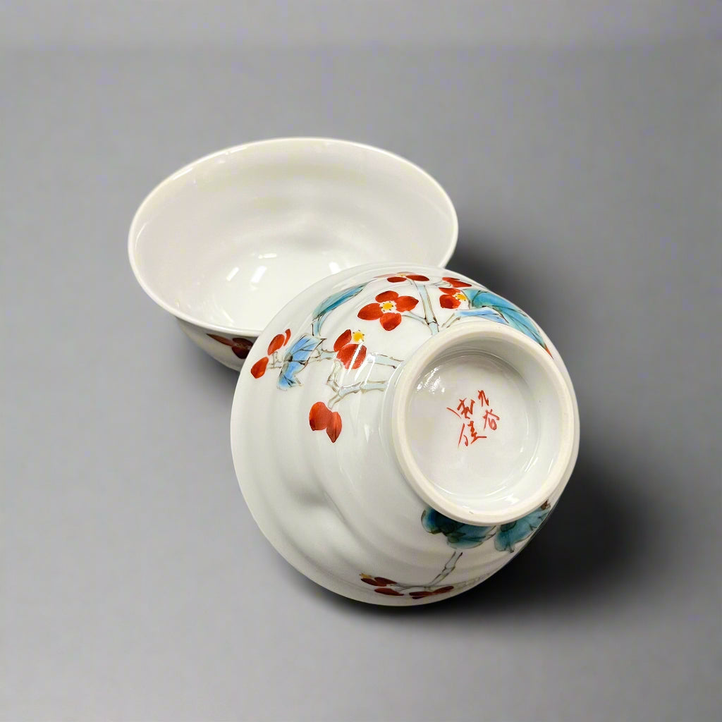 Kutani-ware Begonia Bowl Pair