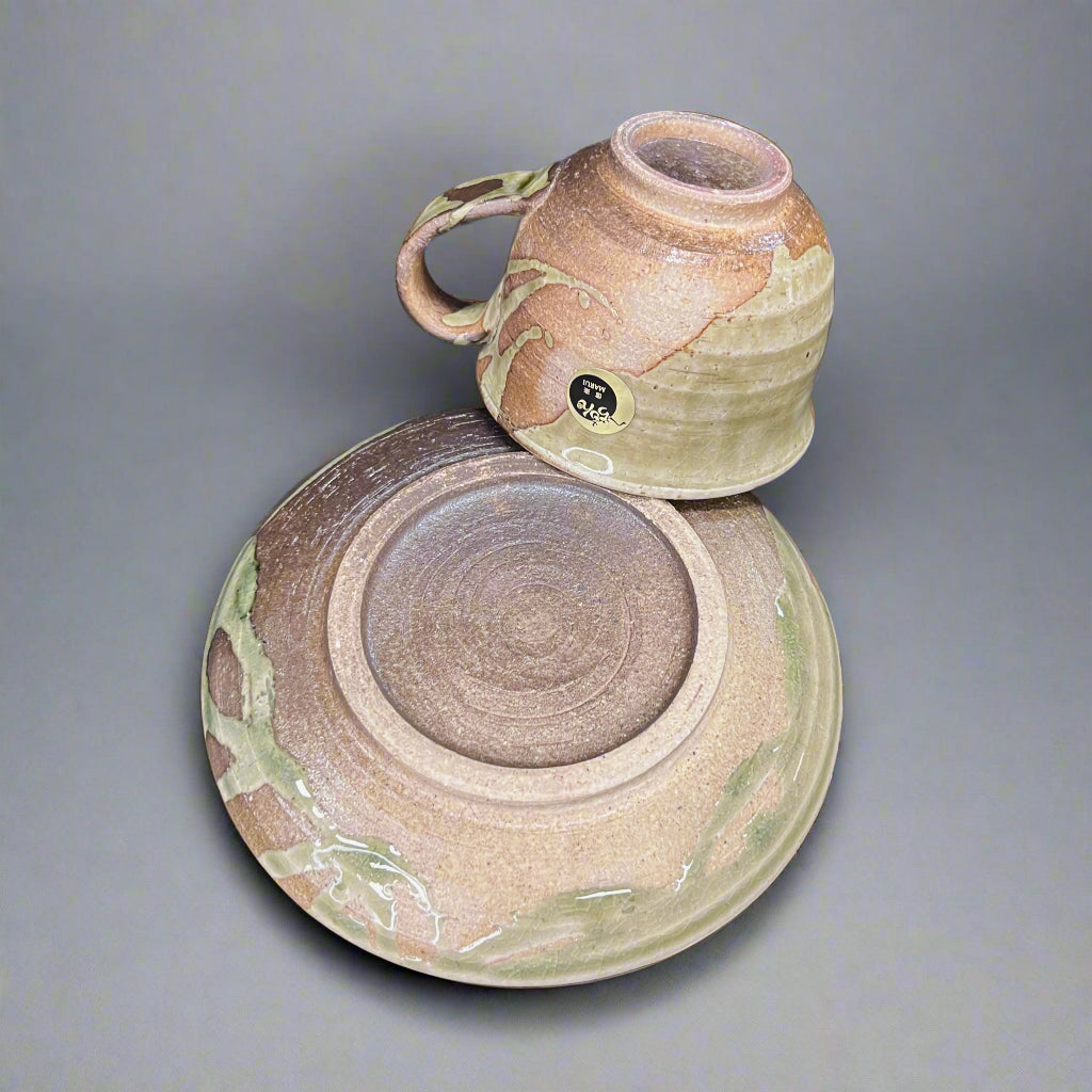 Shigaraki-ware Mug & Saucer Brown Glaze 180ml