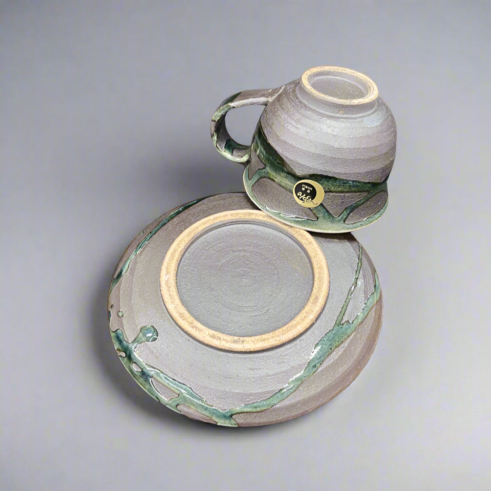 Shigaraki-ware Mug & Saucer Black 180ml