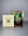 Old Fashioned Crystal Whisky Glass by Tatsuya Nemoto - Peacock 孔雀 (Green Amber)