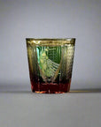Old Fashioned Crystal Whisky Glass by Tatsuya Nemoto - Peacock 孔雀 (Green Amber)