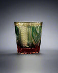 Old Fashioned Crystal Whisky Glass by Tatsuya Nemoto - Peacock 孔雀 (Green Amber)