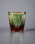 Old Fashioned Crystal Whisky Glass by Tatsuya Nemoto - Peacock 孔雀 (Green Amber)