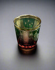 Old Fashioned Crystal Whisky Glass by Tatsuya Nemoto - Peacock 孔雀 (Green Amber)