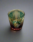 Old Fashioned Crystal Whisky Glass by Tatsuya Nemoto - Peacock 孔雀 (Green Amber)