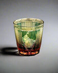 Old Fashioned Crystal Whisky Glass by Tatsuya Nemoto - Peacock 孔雀 (Green Amber)