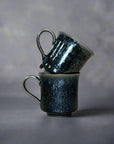 Asahido Silver Flower Tenmoku 銀耀天目 Mug by Hashimoto