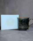 Asahido Silver Flower Tenmoku 銀耀天目 Mug by Hashimoto