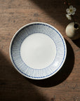 Mino-ware Blue Linear Stripe Deep Plate