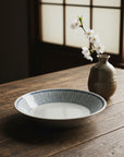 Mino-ware Blue Linear Stripe Deep Plate