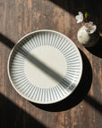 Blue Lines Off White Plate