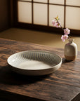 Blue Lines Off White Plate