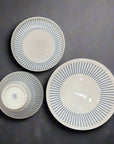 Blue Lines Off White Plate