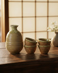 Mino-ware Moss Clay Sake Set
