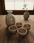 Mino-ware Moss Clay Sake Set
