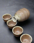 Mino-ware Moss Clay Sake Set