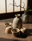 Mino-ware Moss Clay Sake Set