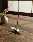 Kousaido Tin Incense Stand - Crane