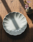 Mino Ware Grey Glaze Floral-shaped Deep Plate - Two Sizes