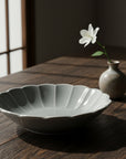 Mino Ware Grey Glaze Floral-shaped Deep Plate - Two Sizes