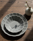 Mino Ware Grey Glaze Floral-shaped Deep Plate - Two Sizes