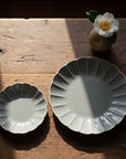 Mino Ware Grey Glaze Floral-shaped Deep Plate - Two Sizes