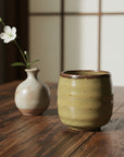 Mino-ware Barrel Shaped Green Teacup
