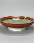 Red Glaze Comb-textured Footed Plate