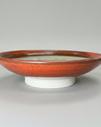 Red Glaze Comb-textured Footed Plate
