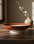 Red Glaze Comb-textured Footed Plate