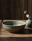 Mino-ware Indigo Drip Textured Flat Bowl